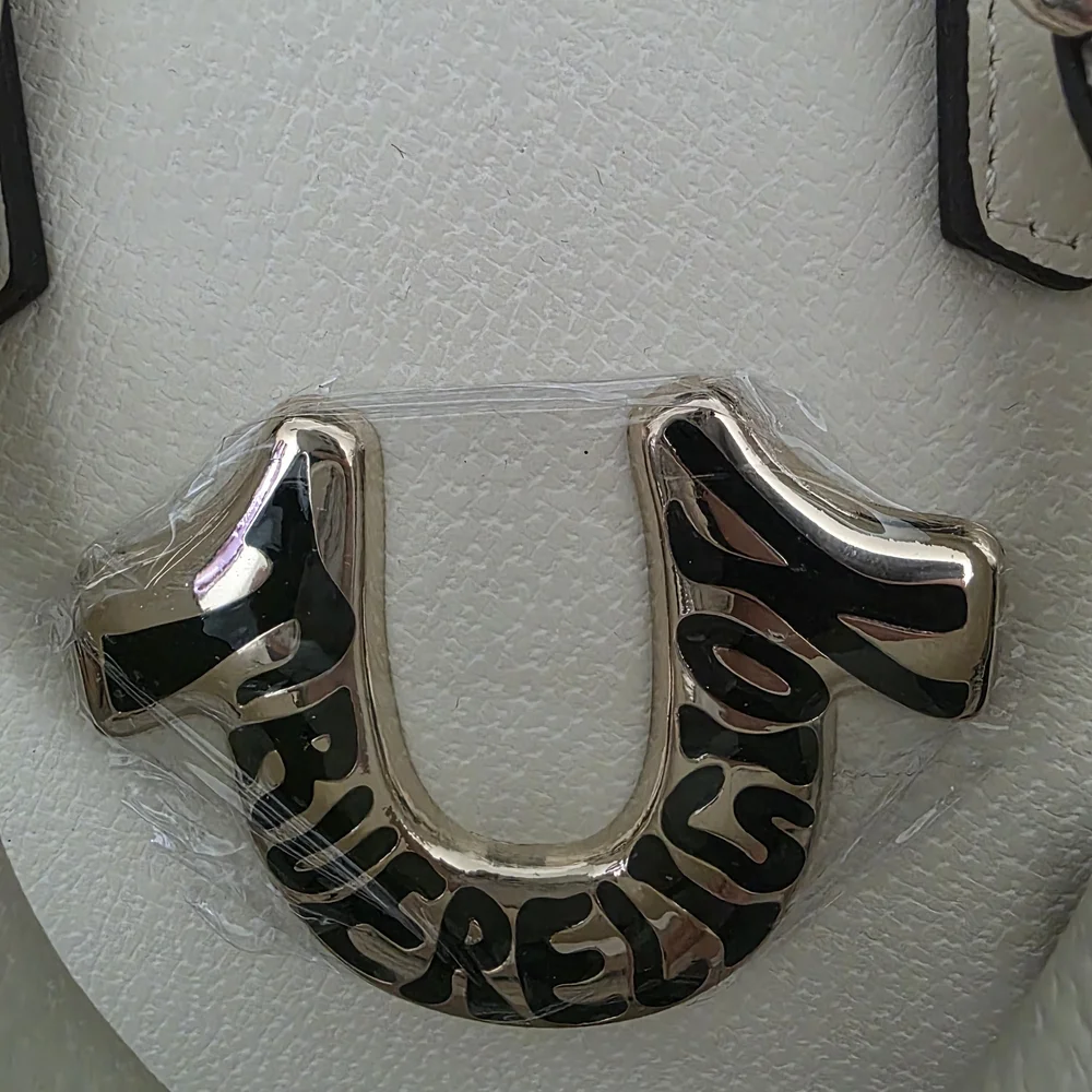 True Religion Ivory Crossbody Satchel with Gold & Black Logo  NWT - Picture 5 of 5